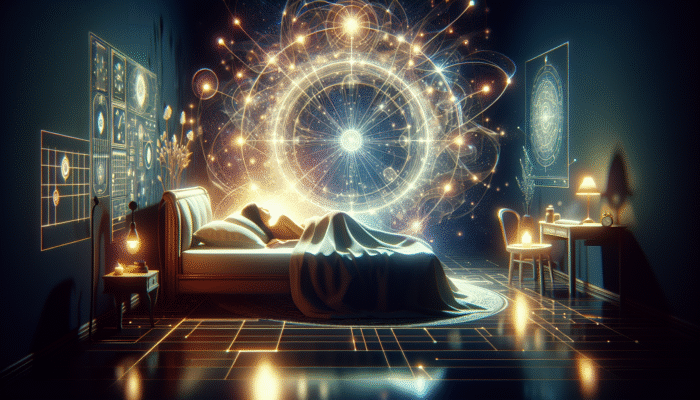 A serene bedroom scene with a person in deep sleep, surrounded by soft light, symbolising hair strength restoration.