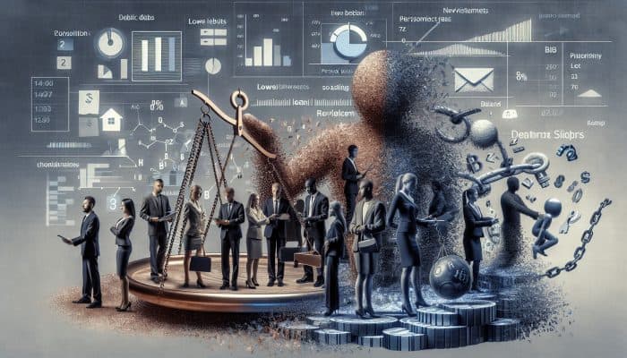 A diverse group in the UK consolidating debts with a personal loan, symbolising financial relief.