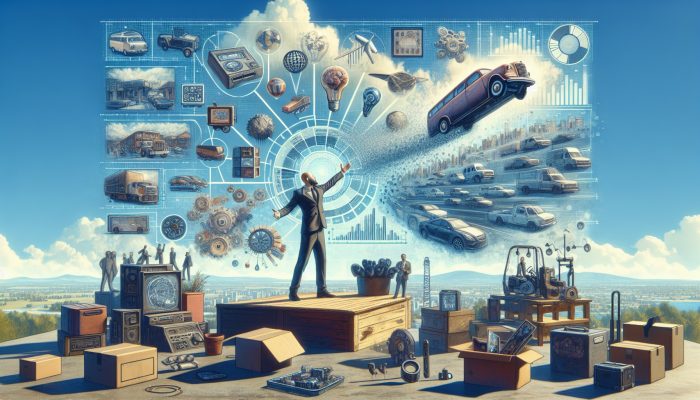 Debt Consolidation vs Selling Assets to Pay Debt: UK Guide | DCL Person selling car, electronics, collectibles at a vibrant marketplace, feeling urgent relief under a clear blue sky.