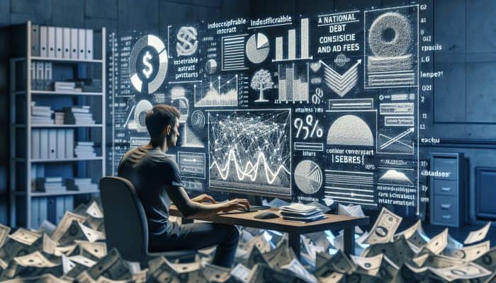 Local vs National Debt Consolidation Lenders: UK Guide | DCL Person researching national debt consolidation lenders on computer, surrounded by documents and reviews.