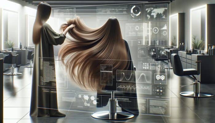 A stylist skillfully applying point, slide, and texturizing cuts for seamless, voluminous long layers in a salon.