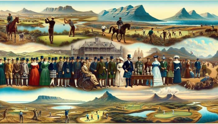 South Africa's golf history timeline from 1885, showcasing Scottish influence, tournaments, players, and diverse courses.