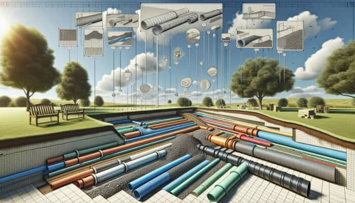 Diagram illustrating French drain installation in a backyard, highlighting PVC and solid-wall pipes, along with labelled cost factors.